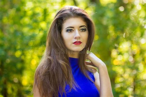 Portrait Of Very Beautiful Young Brunette Woman Stock Photo Image Of