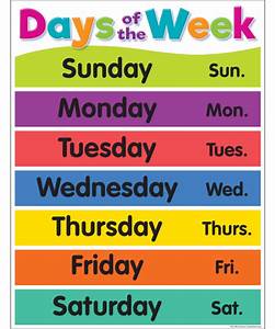 Colorful Days Of The Week Chart Inspiring Young Minds To Learn