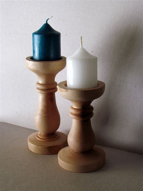 Candlesticks Turned Candle Holders Wooden Pillar Candle Holders