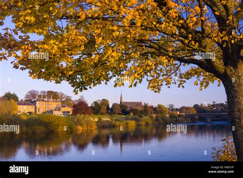 Autumn Season In Kelso Scotland Ednam House Hotel And The Town Seen