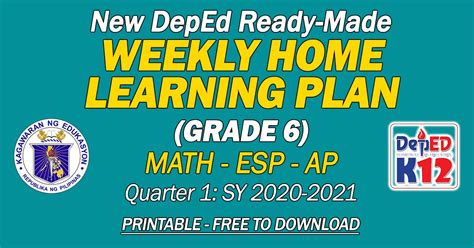 New Ready Made Weekly Home Learning Plans Grade 6 Quarter 1 Deped Click