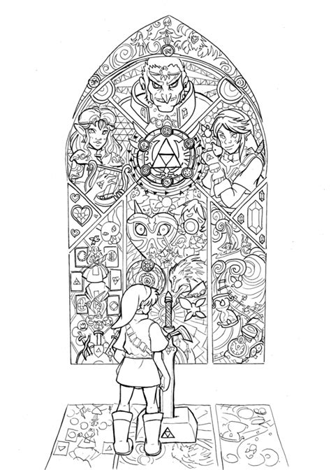 Zelda coloring page Link & Master sword from Ocarina of Time