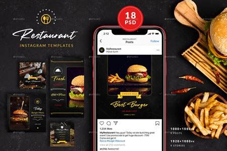 burger restaurant instagram postsstories  freepsdvn
