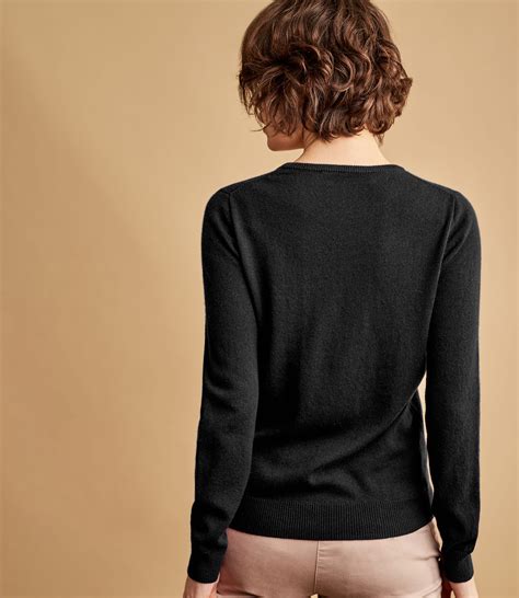 Black Cashmere And Merino Crew Neck Knitted Sweater Woolovers Us