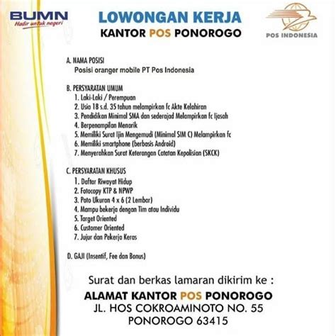 Info lowongan kerja cpns dan bumn 2020. Info Loket Pt Poj : Lowongan Kerja Kantor Pos Bandung ...