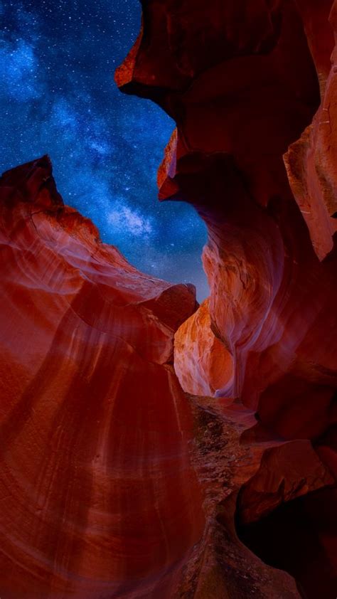 Download Wallpaper 540x960 Canyon Cave Starry Sky Samsung Galaxy S4