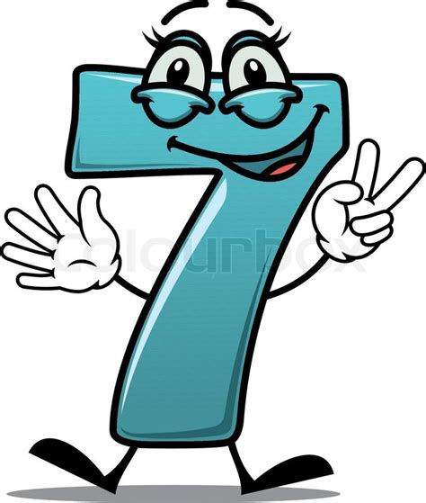 Cartoon Cute Happy Laughing Number 7 Stock Vector Colourbox