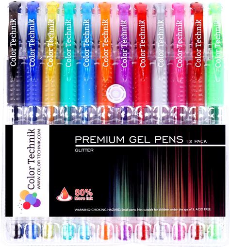 Glitter Gel Pens By Color Technik Set Of 12 Professional Artist