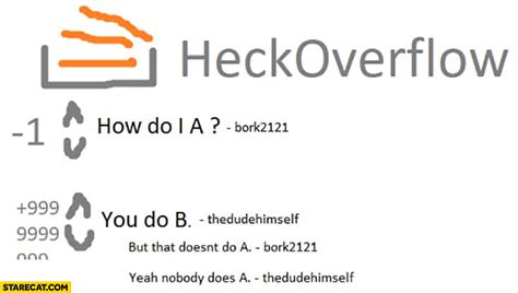 Stackoverflow question how do I do A? You do B, but that doesn't do A ...