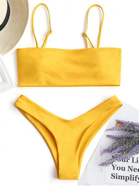 26 Off Hot 2019 High Cut Cami Bikini Set In Yellow Zaful