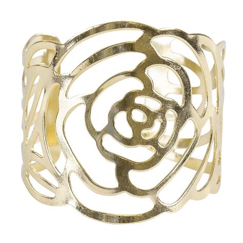 A wide variety of rose cut outs options are available to you Laser Cut Rose Metal Napkin Ring - Gold - CV Linens