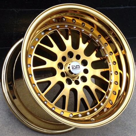 Buy Gold Chrome 18x95 Et 15 Wheels Rims Esm 007 5x1143