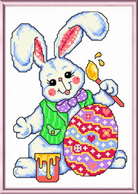 Get unlimited access to hundreds of free patterns. Easter Bunny Artist Cross Stitch Pattern easter
