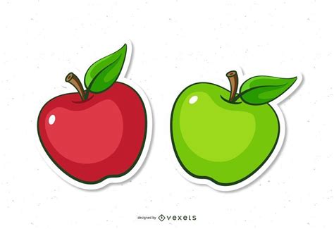 Dibujos Animados De Manzana Roja Y Verde Descargar Vector