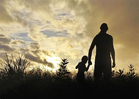 father son walking sunset sunrise grass meadow together happy exploring learning pikist