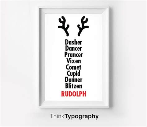 Holidays Christmas Print Reindeer Names Christmas Holiday Print