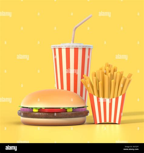 Hamburger French Fries And Cola Fast Food Meal Stock Photo Alamy
