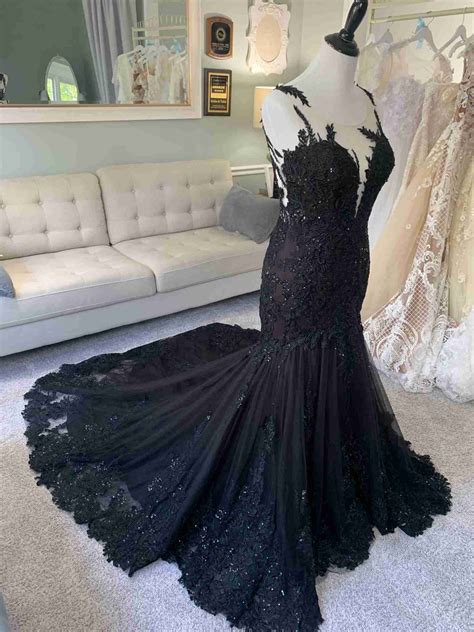Mermaid Black Wedding Dress With Illusion Back By Brides And Tailor Brides And Tailor