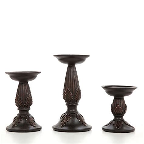 Hosley Set Of 3 Resin Pillar Candle Holders 8 Inches 6 Inches And 4 5