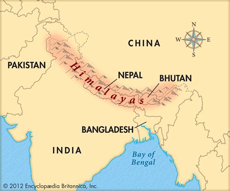 China Map Himalayas