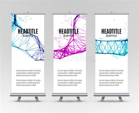 Banner Stand Design Template With Abstract Geometric Background