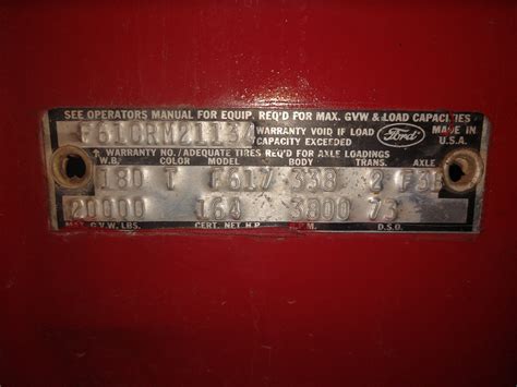 Ford Vin Plate Decoder Images And Photos Finder