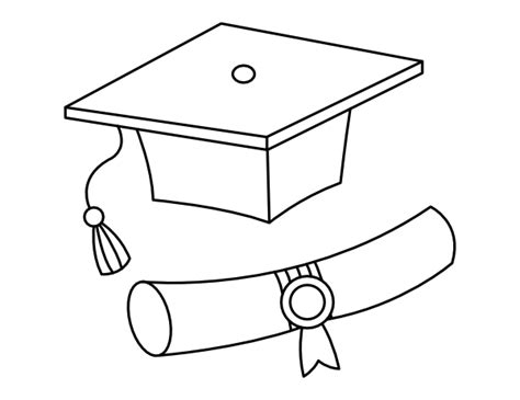 Graduation Cap And Diploma Coloring Page Fun Printabl