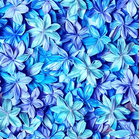 Blue Tropical Flowers Graphic With Sharpened Glowing Edges · Creative