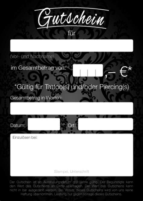 Mit unseren vorlagen für einen tattoo gutschein sagen sie mehr als nur alles gute zum geburtstag. Gutschein "Tattoo/Piercing" Unter die Haut on Behance