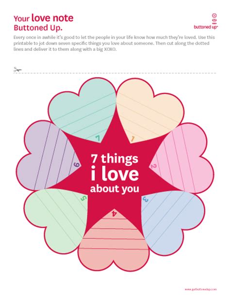 Free Printable 7 Things I Love About You Buttoned Up