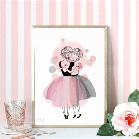 I joke that i'm the gallery wall whisperer , but in actuality i'm just passionate about helping you find your hidden creativity through design and decor. Aliexpress.com : Buy Watercolor Hug Girls Canvas Art Print ...