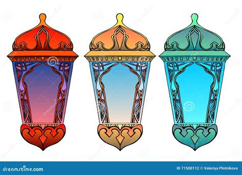 Set Of Colorful Arabic Lanterns Ramadan Lantern Stock Vector