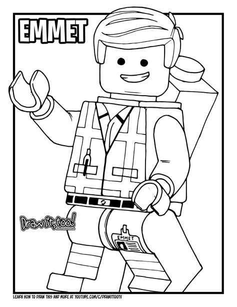 Emmet, the protagonist of the lego movie coloring page. How to Draw EMMET BRICKOWSKI (The LEGO Movie) Drawing ...