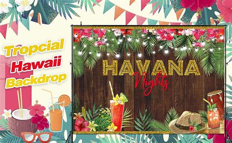 Amazon Com Avezano Havana Night Backdrop Palm Leaves Adult Birthday Background Rustic Summer