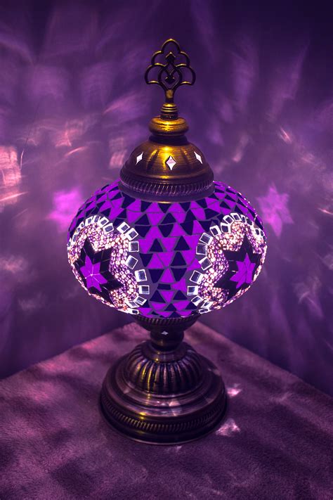 Turkish Mosaic Lamp Moroccan Lamp Purple Lamp Decorative Etsy