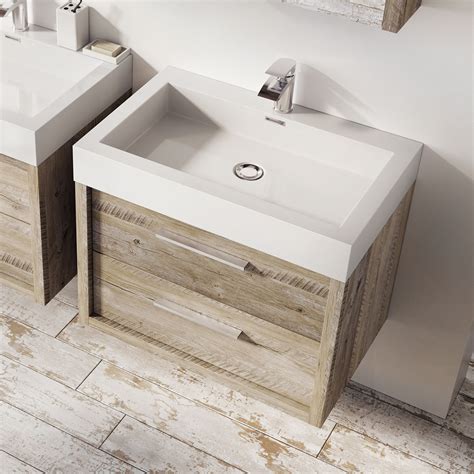 Browse a large selection of bathroom vanity designs, including single and double vanity options in a wide range of sizes, finishes and styles. Tila Bathroom Vanity Unit Basin Sink Bare Oak Effect Grey ...