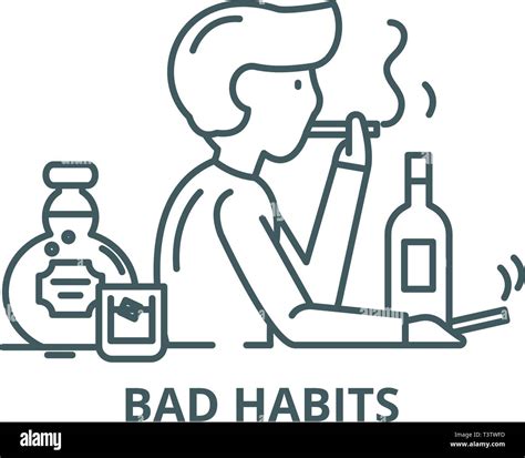 bad habits line icon vector bad habits outline sign concept symbol flat illustration stock