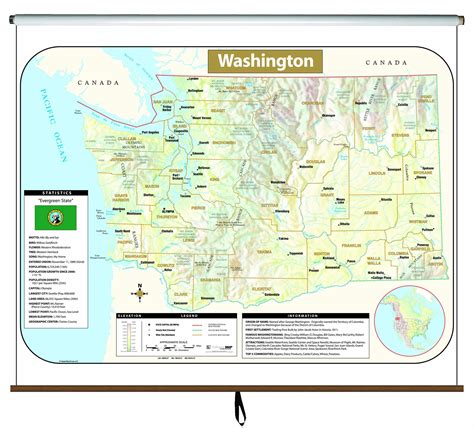 Washington Large Shaded Relief Wall Map Shop Classroom Maps | Images