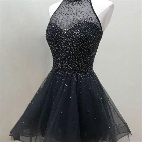 Black Tulle Sequin Short Prom Dress Black Homecoming Dress On Luulla