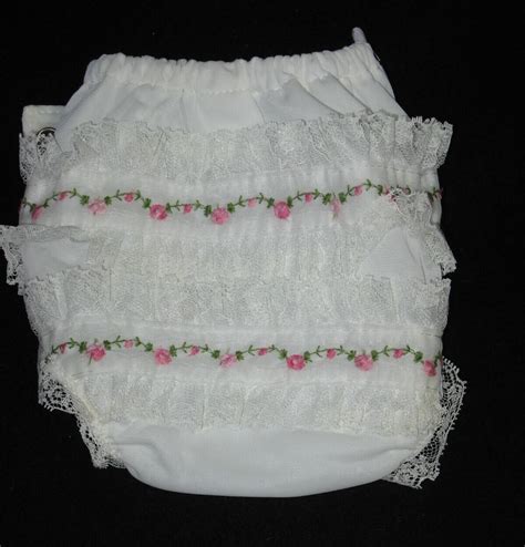 Vintage Alexis Baby Girl Plastic Diaper Cover Lace White Pink Handi