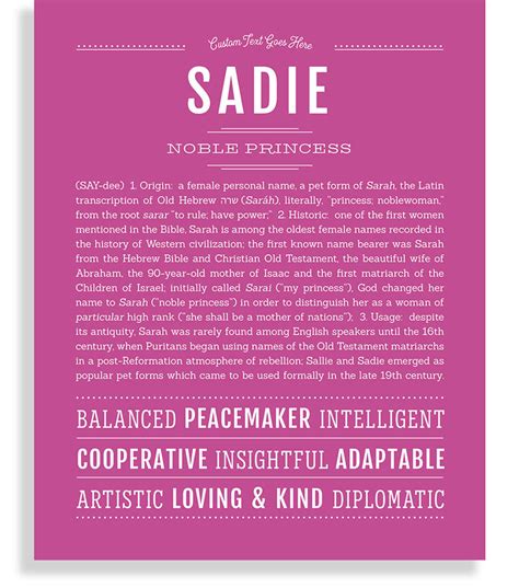 Sadie Name Art Print Name Stories Reviews On Judgeme