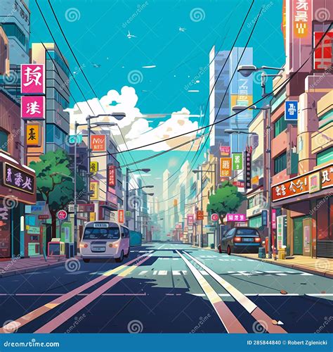 Manga Adventures in Tokyo Streets, Generative AI Stock Illustration