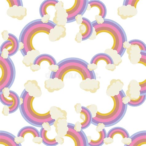 Cute Rainbow Pattern Rainbow Escaping From Two Clouds Stock Vector