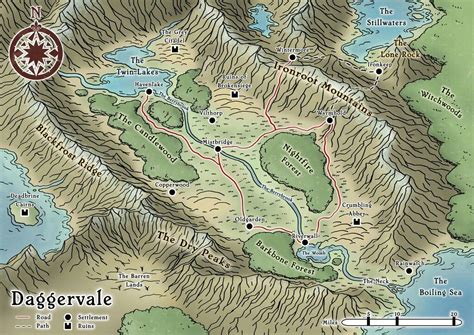 Daggervale Fantasy Map Fantasy World Map Fantasy City Map