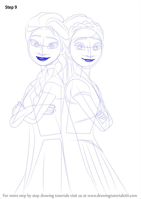 Learn How To Draw Elsa And Anna From Frozen Fever Frozen Fever Step