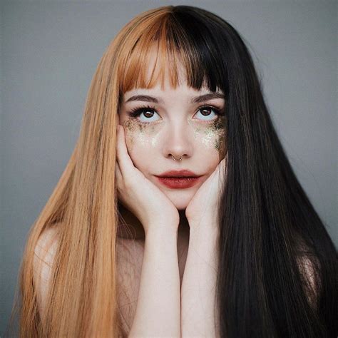 Lolita Air Bangs Stitching Wig YC Split Dyed Hair Aesthetic Hair Dyed Hair