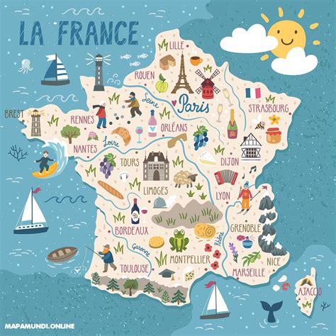 ⊛ Mapa De Francia ·🥇 Político And Físico Para Imprimir Colorear