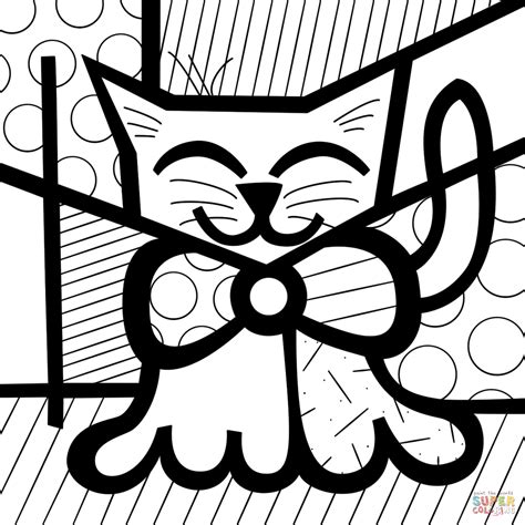 Telas Do Romero Britto Para Colorir Cat Coloring Book Britto Art
