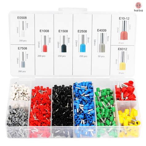 1200pcs Assorted E Tube Crimping Terminal Insulated Electrical Wire
