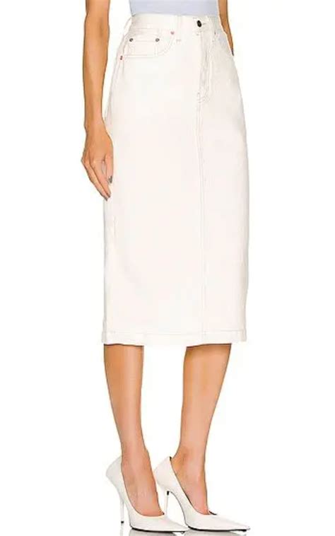 wardrobe nyc white denim midi skirt hardly ever worn it